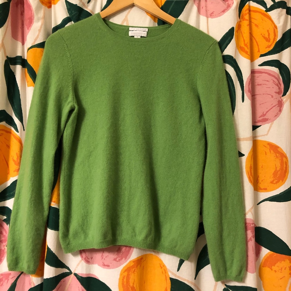 Green 💯 cashmere 2-ply knit sweater Charter Club